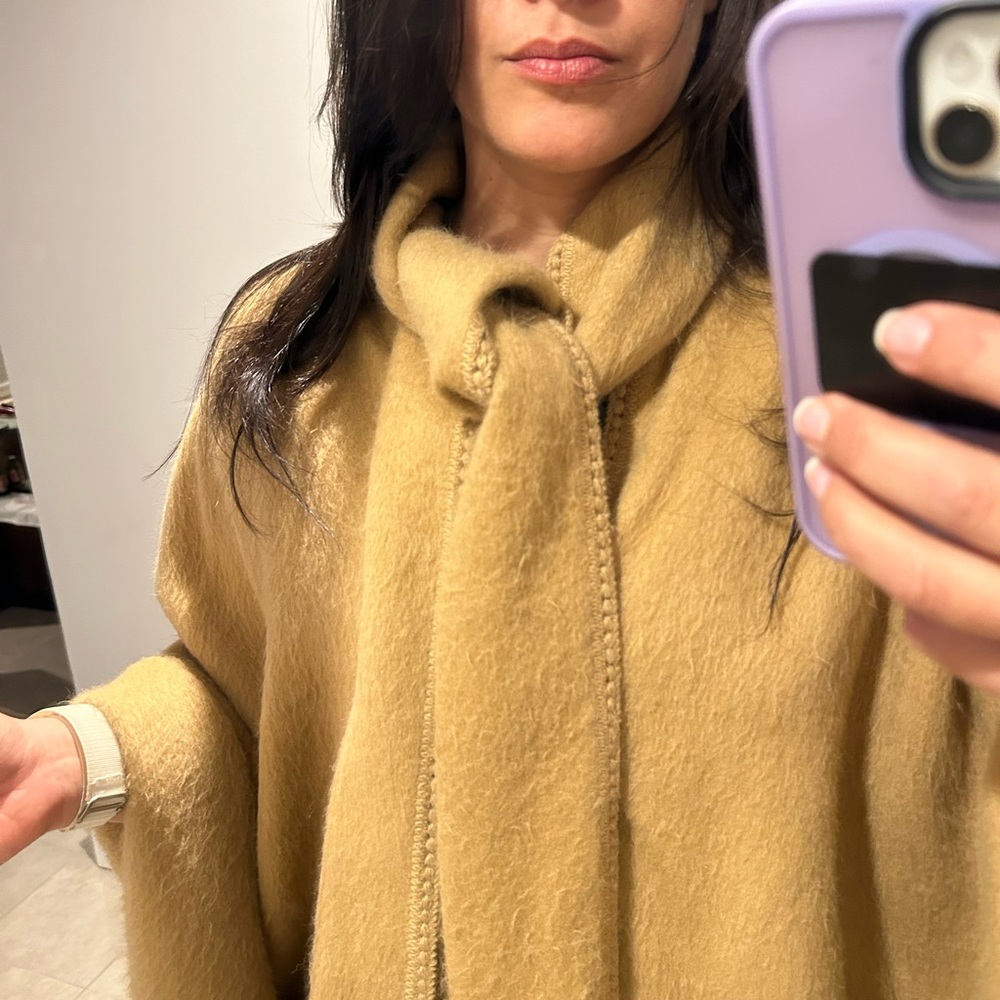 Stylish Tan Alpaca Poncho